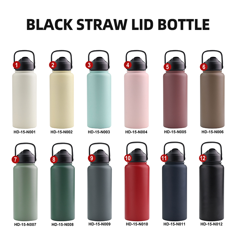 Custom Logo 32 Oz Double Wall Thermal Bottle Vacuum Flask 1L Stainless Steel Insulated Portable Travel Water Bottle