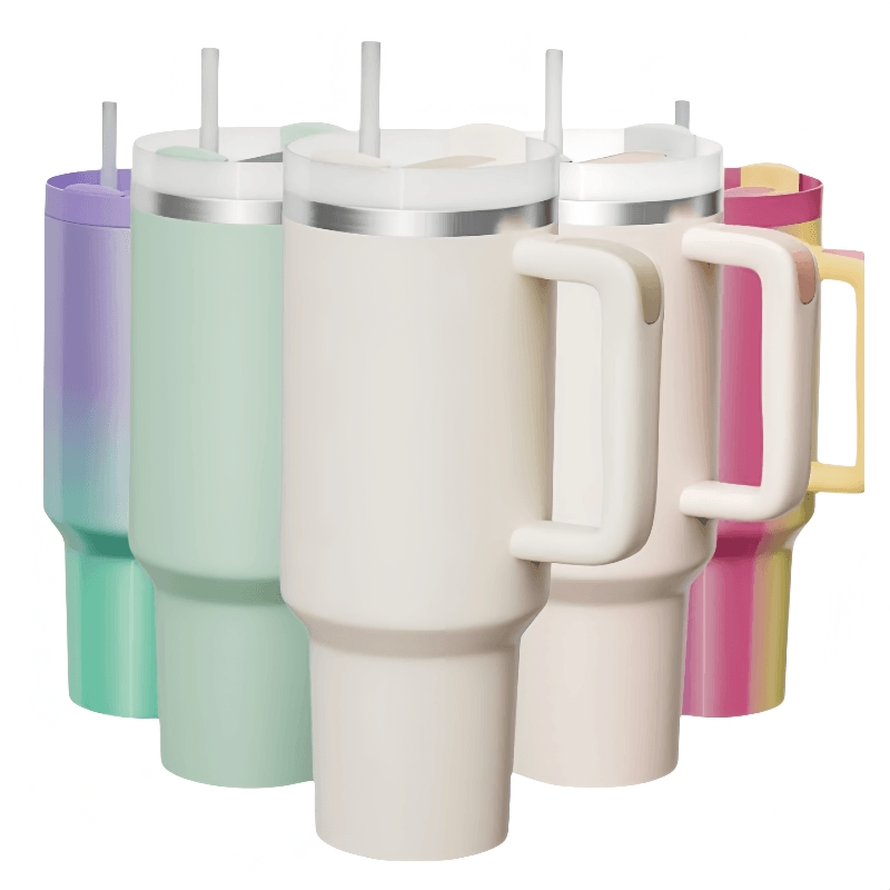 Custom Spill Proof Stainless Steel 40oz Insulated Mug Tumbler with Handle and Straw