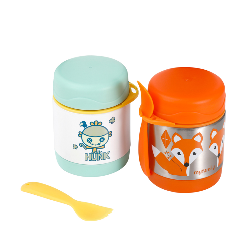 Leak-Proof 350ml Stainless Steel Vacuum Insulated Kids Lunch Thermoses Food Flask Jar with Spoon