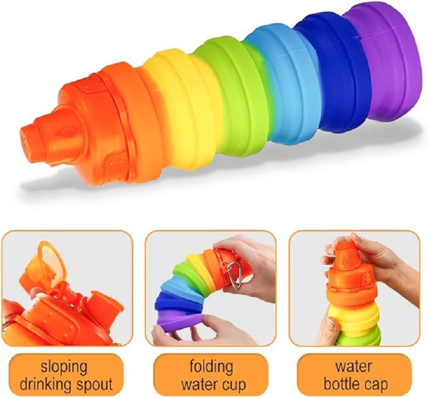 500ml Collapsible Silicone Water Bottle - Portable Foldable Sports Cup for Outdoor Travel, Hiking, Running Leakproof &amp; Eco-Friendly Design