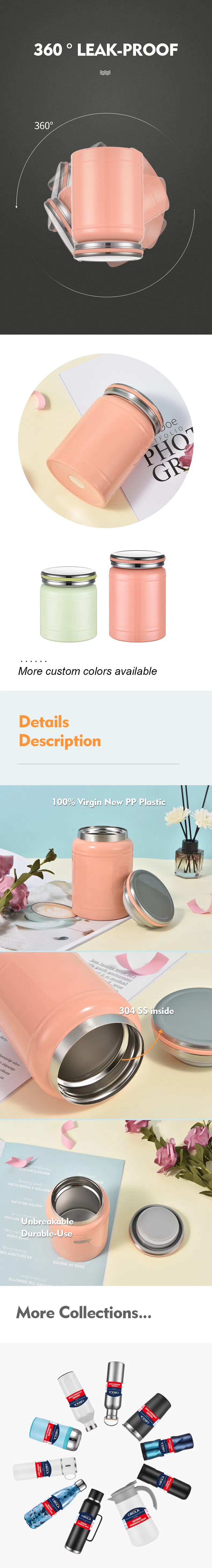 300ml Mini Size Insulated Stainless Steel Soup Jar Food Container