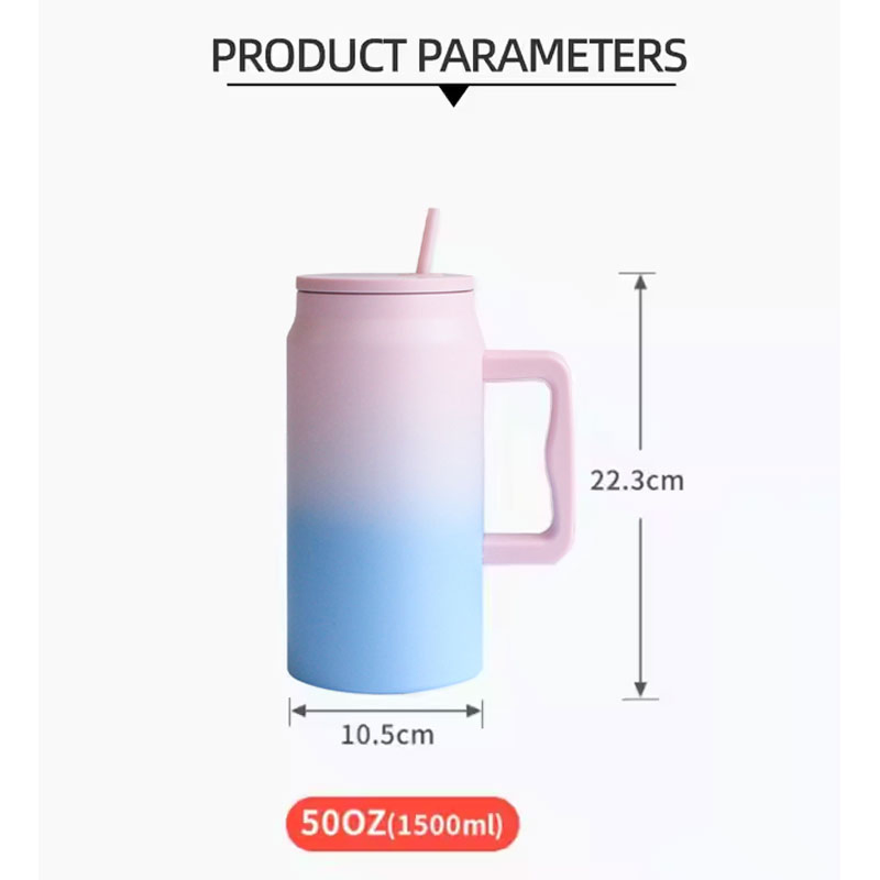 50 Oz Mug Tumbler with Handle and Straw Lid Reusable Insulated Stainless Steel Large Travel Jug Gifts for Him &amp; Her