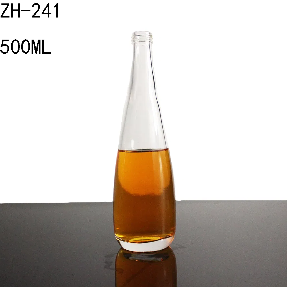 Premium Factory Wholesale 330ml 500ml 750ml Drop Shaped Water Bottle Luxury Liquor Mineral Sparkling Carbonated Beverage Juice Glass Bottle with Screw Cap Cork