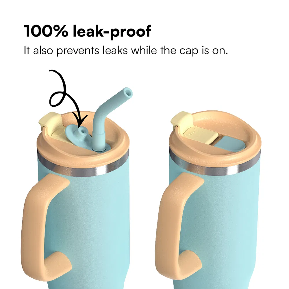 Insulated Coffee Cup Reusable Stainless Steel Travel Coffee Mug with Handle and Straw Lid