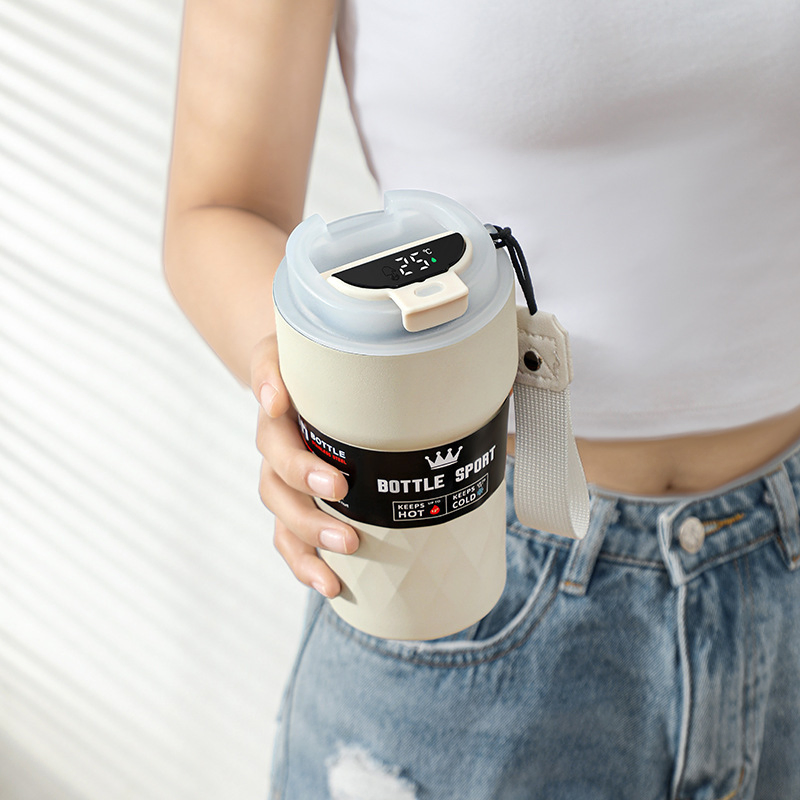 New Style 510ml Coffee Cup Vacuum Insulated Mug Water Bottle LED Touch Digital Display Temperature Inteligente Smart Tumbler with Screw Lid