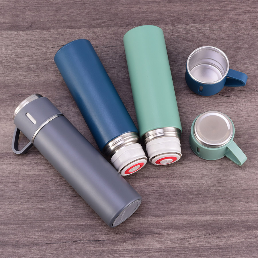 500ml 17oz 2022 Eco Friendly Stainless Steel Vacuum Thermos Insulated Water Bottle with 3 Lids