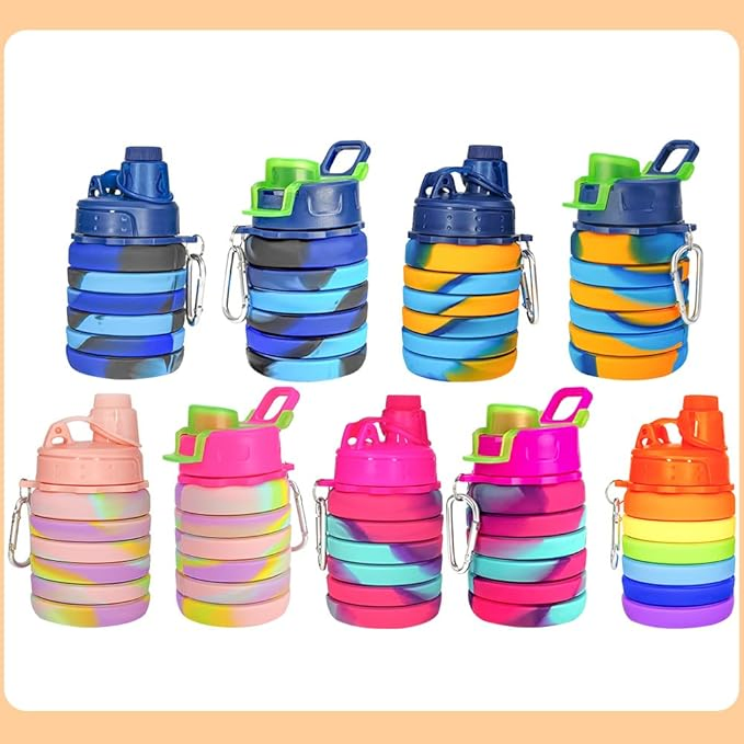 500ml Collapsible Silicone Water Bottle - Portable Foldable Sports Cup for Outdoor Travel, Hiking, Running Leakproof &amp; Eco-Friendly Design