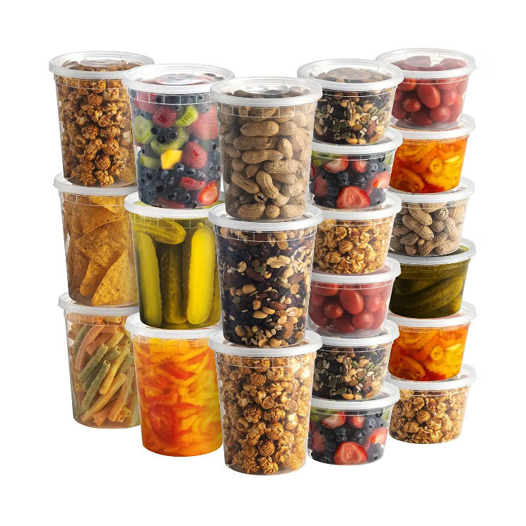 16/24/32oz Clear PP Soup Cup Deli Container Takeout Leakproof Disposable Food Storage Bowl with Lids