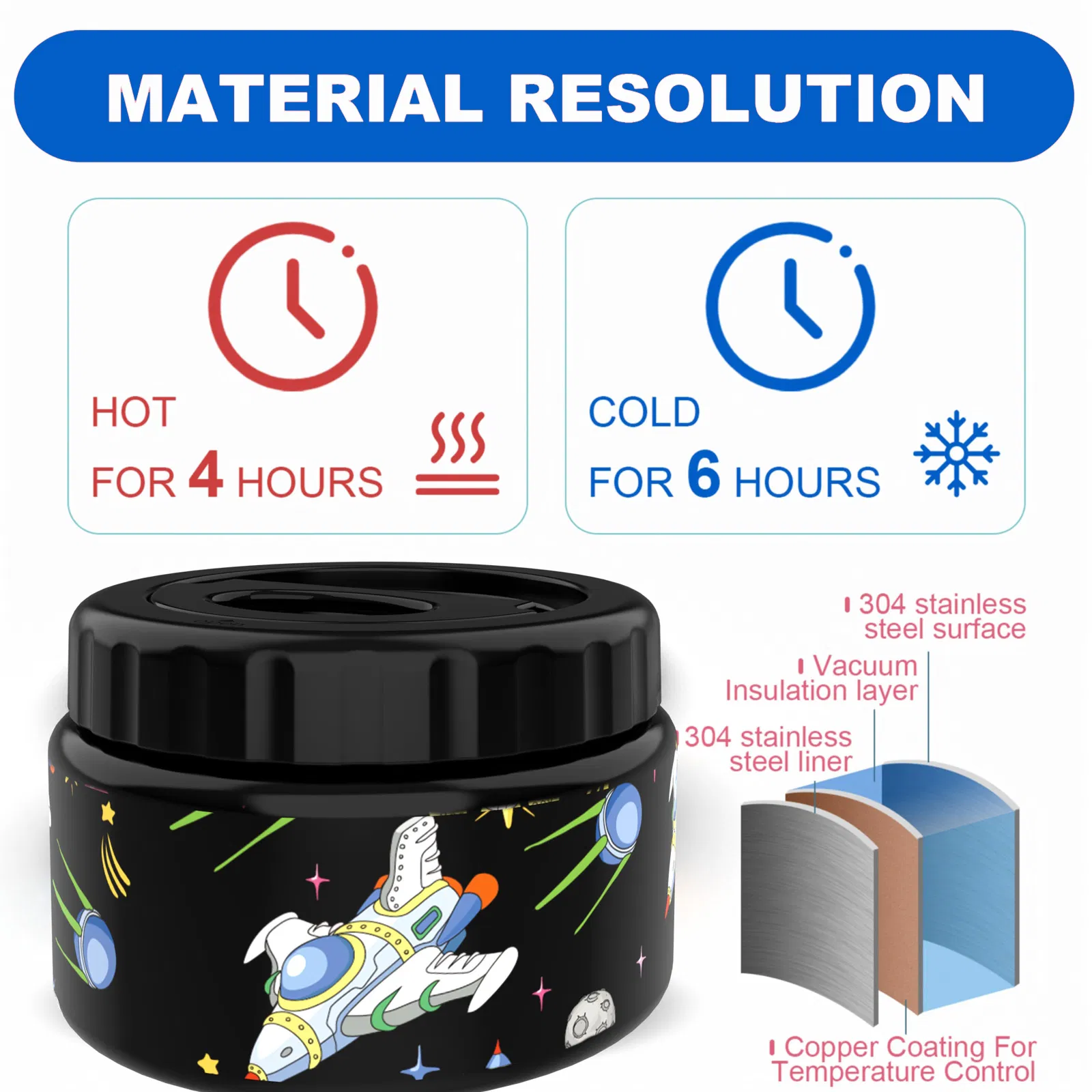 Aohea Obm ODM 2 Pack Soup Theros for Hot &amp; Cold Food for Kids Adults Vacuum Insulated Food Jar Thermal Lunch Containers Travel Food with Spoon 24 Oz 17 Oz Grey