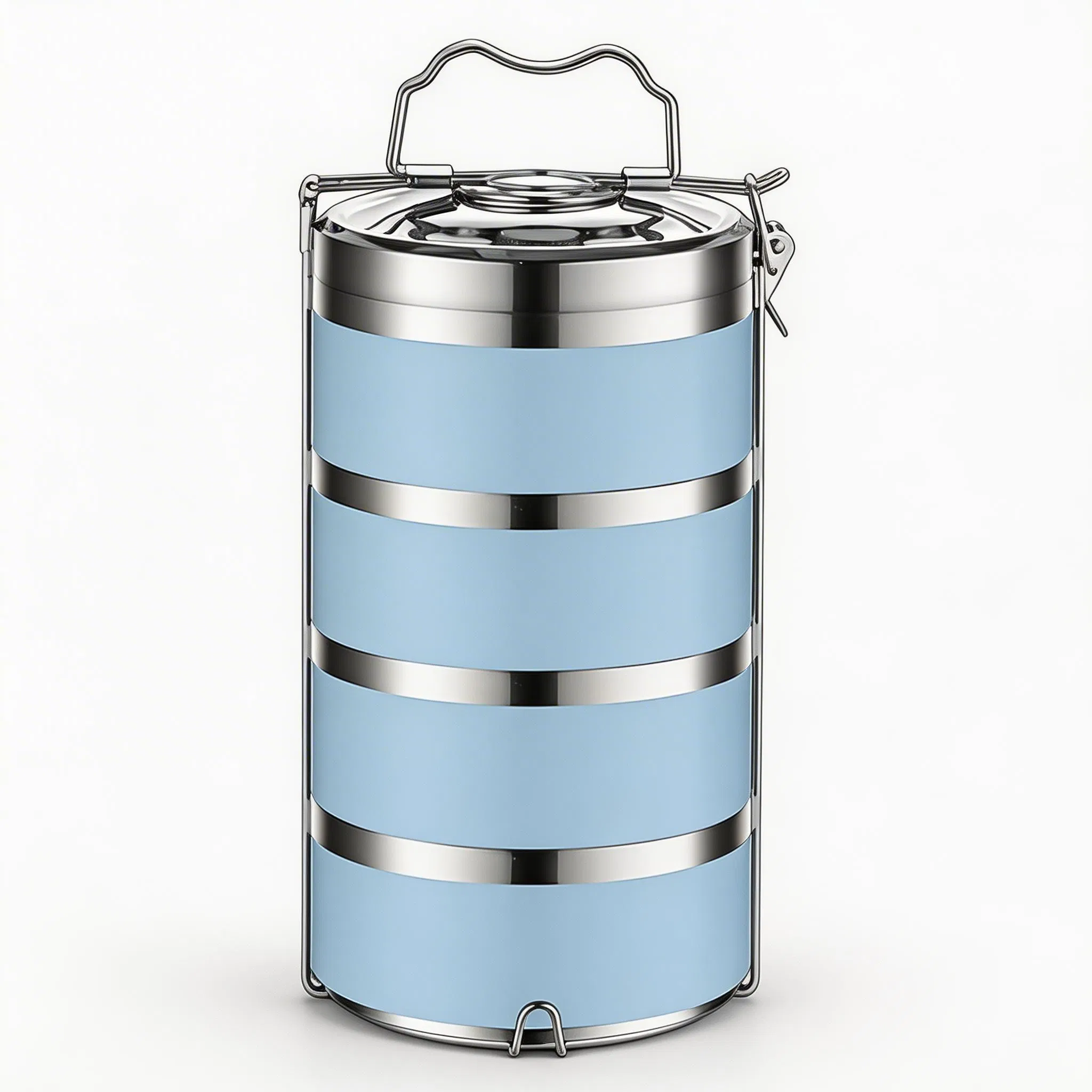 304 Stainless Steel Tableware Thermal Lunch Box Round Leak Proof Multi Layer Lunch Food Container for Office Kitchen Travel Camping