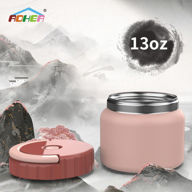 Aohea Obm ODM 13.5oz Soup Theros for Hot Food Kids with Buckle Lid Insulated Vacuum Food Jar Wide Mouth Leakproof Stainless Steel Lunch Container Blue