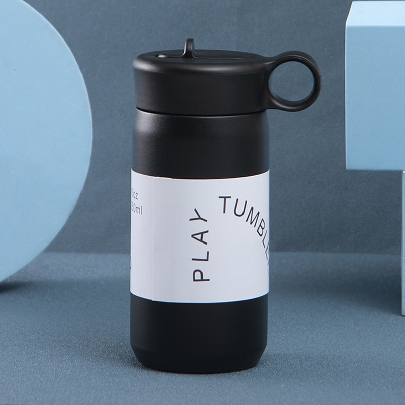 Double Walled Vacuum 380ml Steel Thermos Thermal Flask with Straw