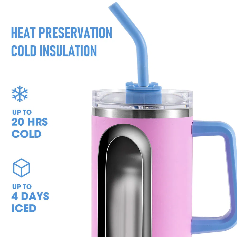 40oz Double Wall Stainless Steel Vacuum Insulated Tumbler with Handle Travel Mug