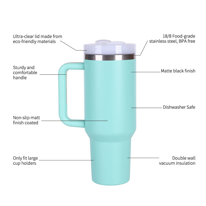 40 oz Tumbler with Handle Double Wall Vacuum Insulated 304 Stainless Steel Hot Selling 40 oz Camping Classic Mugs Mug Tumbler
