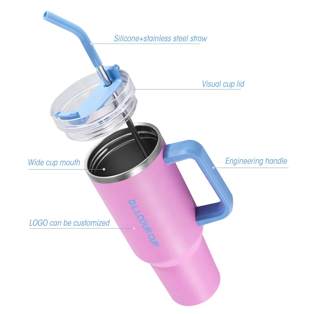 40oz Double Wall Stainless Steel Vacuum Insulated Tumbler with Handle Travel Mug