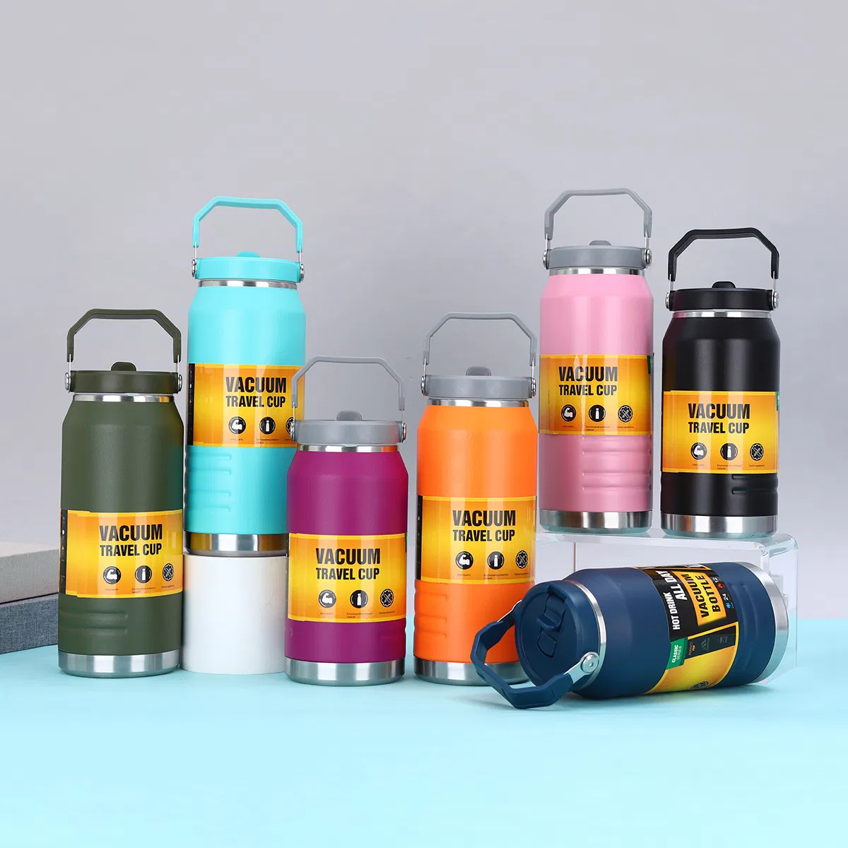 Customized New Design Big Capacity Outdoor Sport Camping Thermo Stainless Steel Insulated Water Bottle Vacuum Flask with Lid
