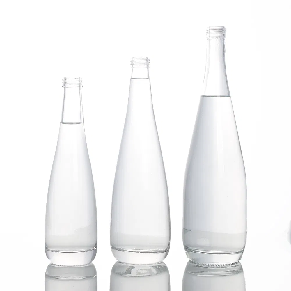 Wholesale 330ml 500ml Round Clear Eco Friendly Water Bottle Drop Mineral Water Glass Bottle