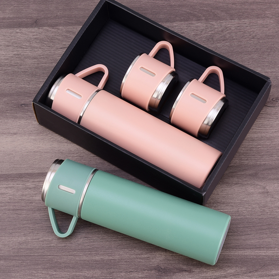 500ml 17oz 2022 Eco Friendly Stainless Steel Vacuum Thermos Insulated Water Bottle with 3 Lids