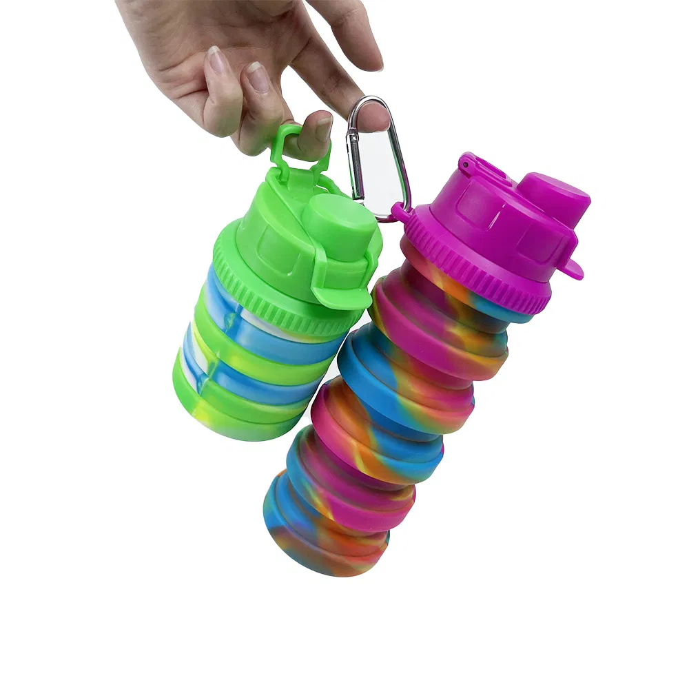 500ml Silicone Collapsible Leak Proof Sports Water Bottles BPA Free Portable Water Bottle