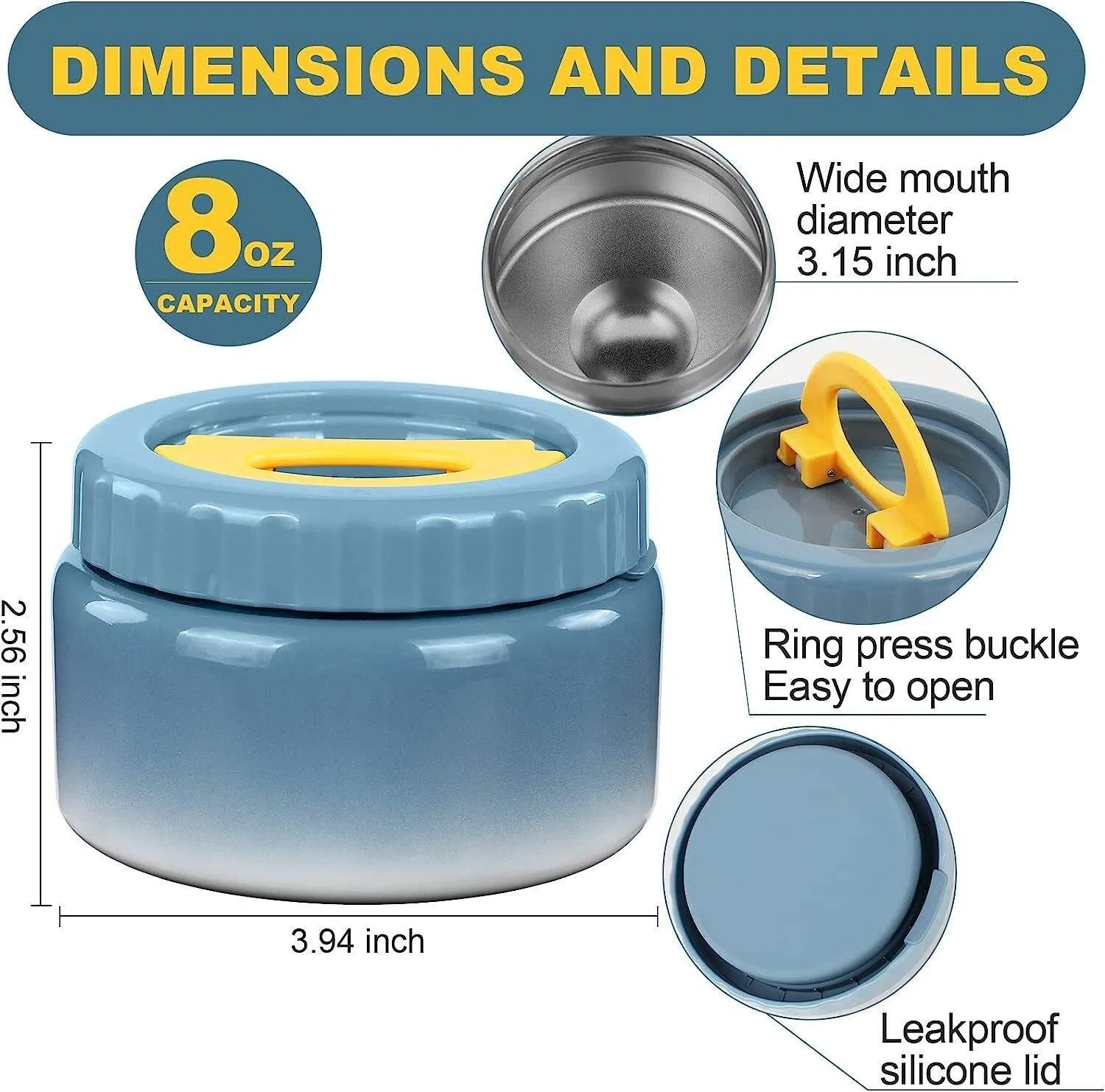 Aohea Obm ODM Adults Bento Soup Theros for Hot Food Stainless Steel Thermal Lunch Container with Spoon Keep Warm and Cold Portable Wide Mouth Leak Proof Vacuum