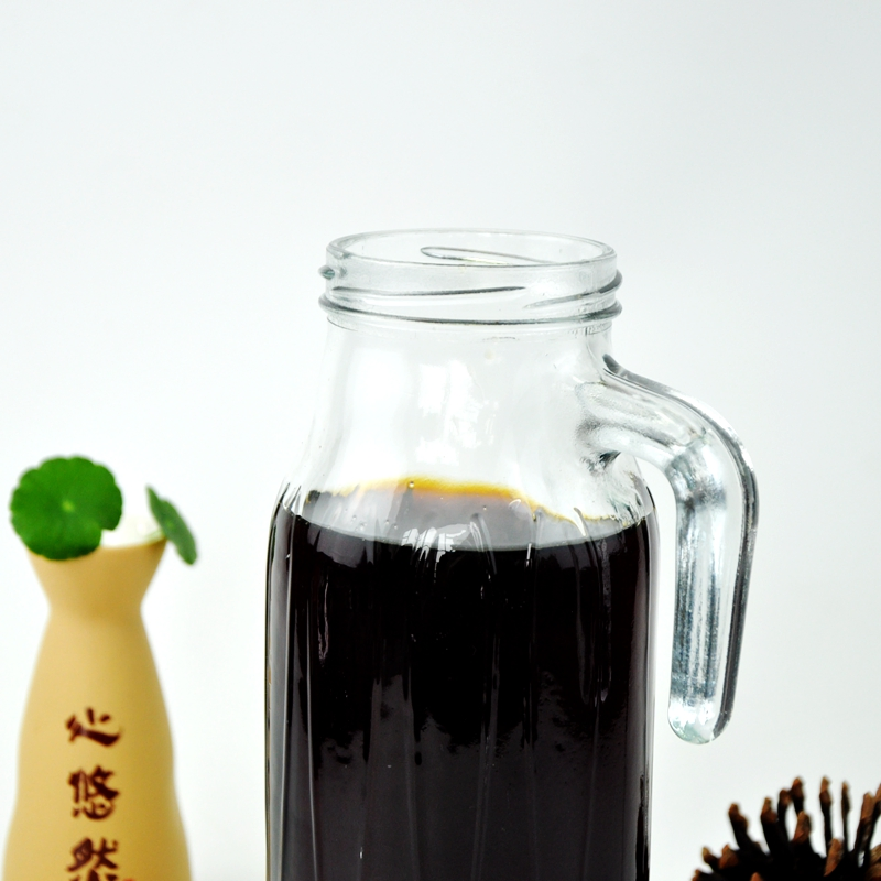 Beverage Juice Water Clear Glass Bottle with Handle