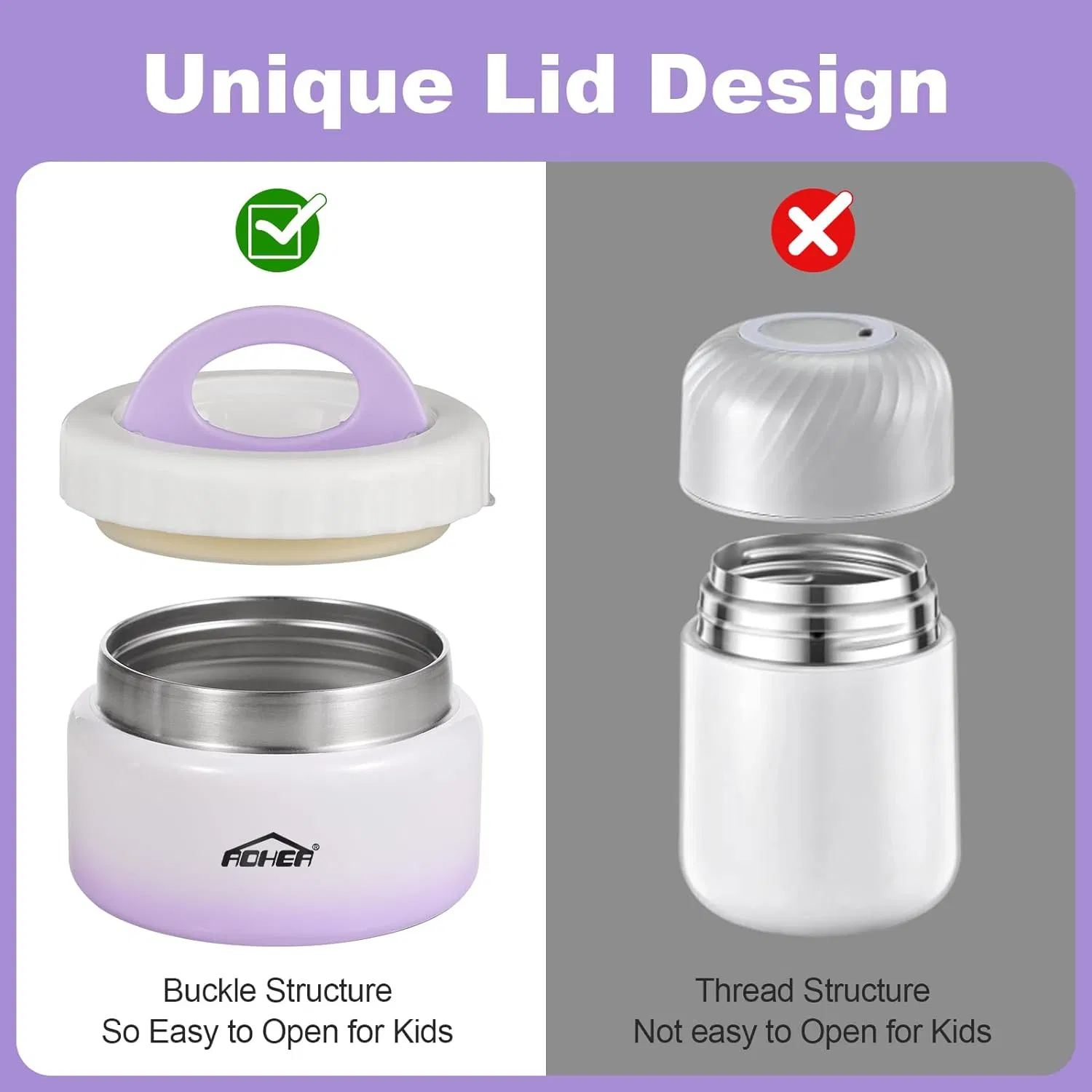 Aohea Insulated Food Jar Bento Lunch Box Set for Kids with Soup Leak Proof Lunch Container Kids Hot Food Jar and Insulated Lunch Bag with Spoon