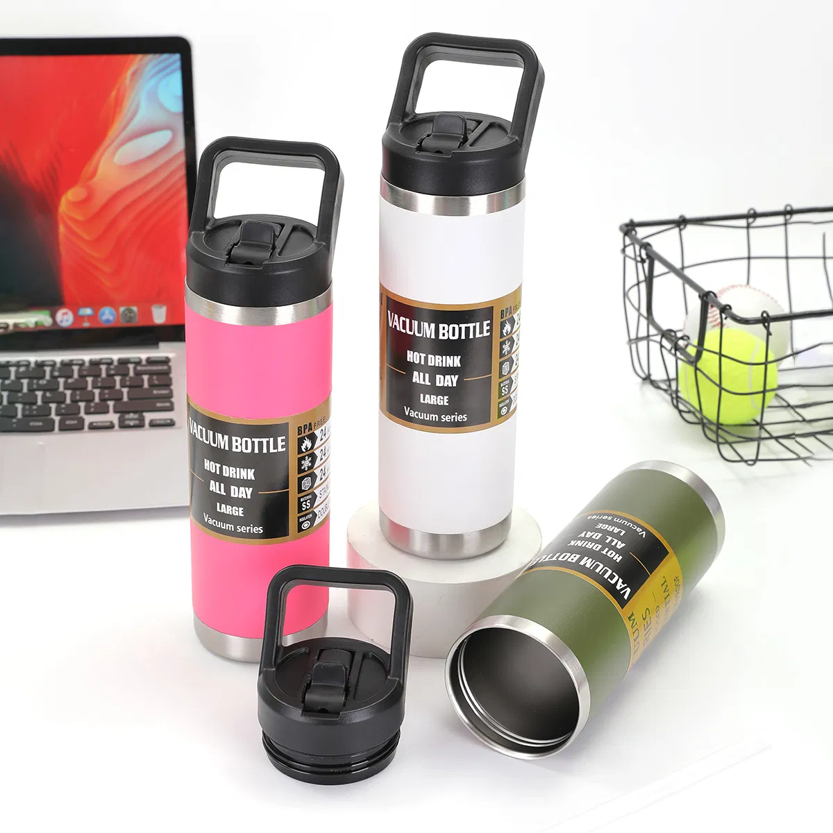 Custom Logo 18oz 26oz 36oz Tumbler Cup Insulated Thermoses Mug Thermal Sport Stainless Steel Water Bottle Vacuum Flask with Chug Lid