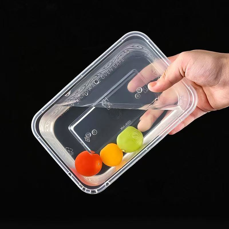 Plastic Food Storage Containers with Lids, 28oz Leakproof Stackable Bento Boxes, Microwave Safe, Transparent Rectangular Design for Meal Prep, Fruits, Nuts