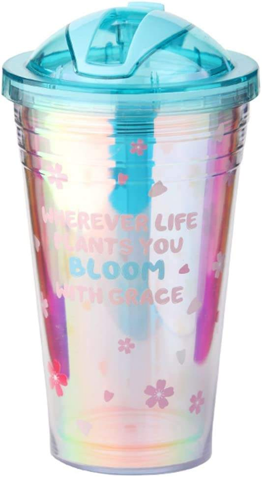 60oml Double Wall Insulated Freezer Tumbler with Slide Lid and Straw