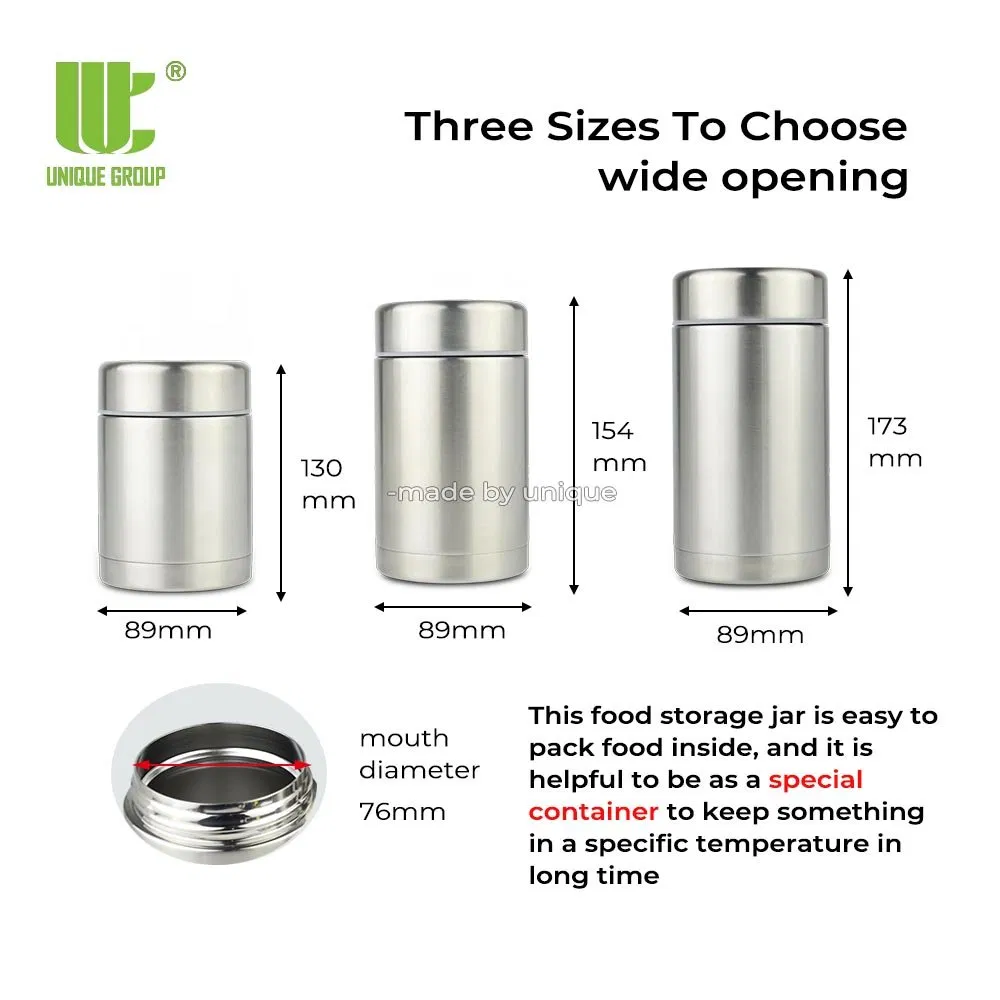 Vacuum Sealed Stainless Food Container Leakproof Thermal Container for Travel Lunch and Hot Meal OEM