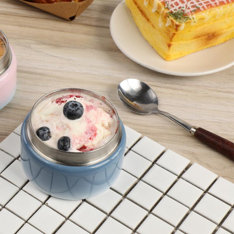 Aohea Obm ODM 2 Pack Insulated Food Jar Theros for Hot Food &amp; Soup Compact Stainless Steel Vacuum Lunch Container 9 Oz Sky White Insulated Toddler Food Jar