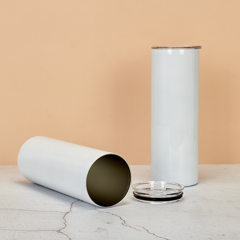 Double Wall Stainless Steel Tumblers 20oz Straight Straw Coffee Mug Vacuum Insulated White Water Cups Sublimation Blanks Tumbler