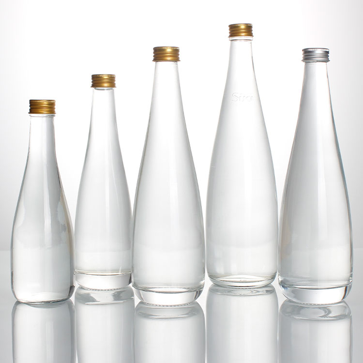 Wholesale 330ml 500ml Round Clear Eco Friendly Water Bottle Drop Mineral Water Glass Bottle