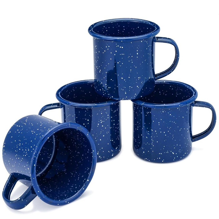 Enamel Camping Coffee Mug 12oz with Handle for Travel Kitchen Office