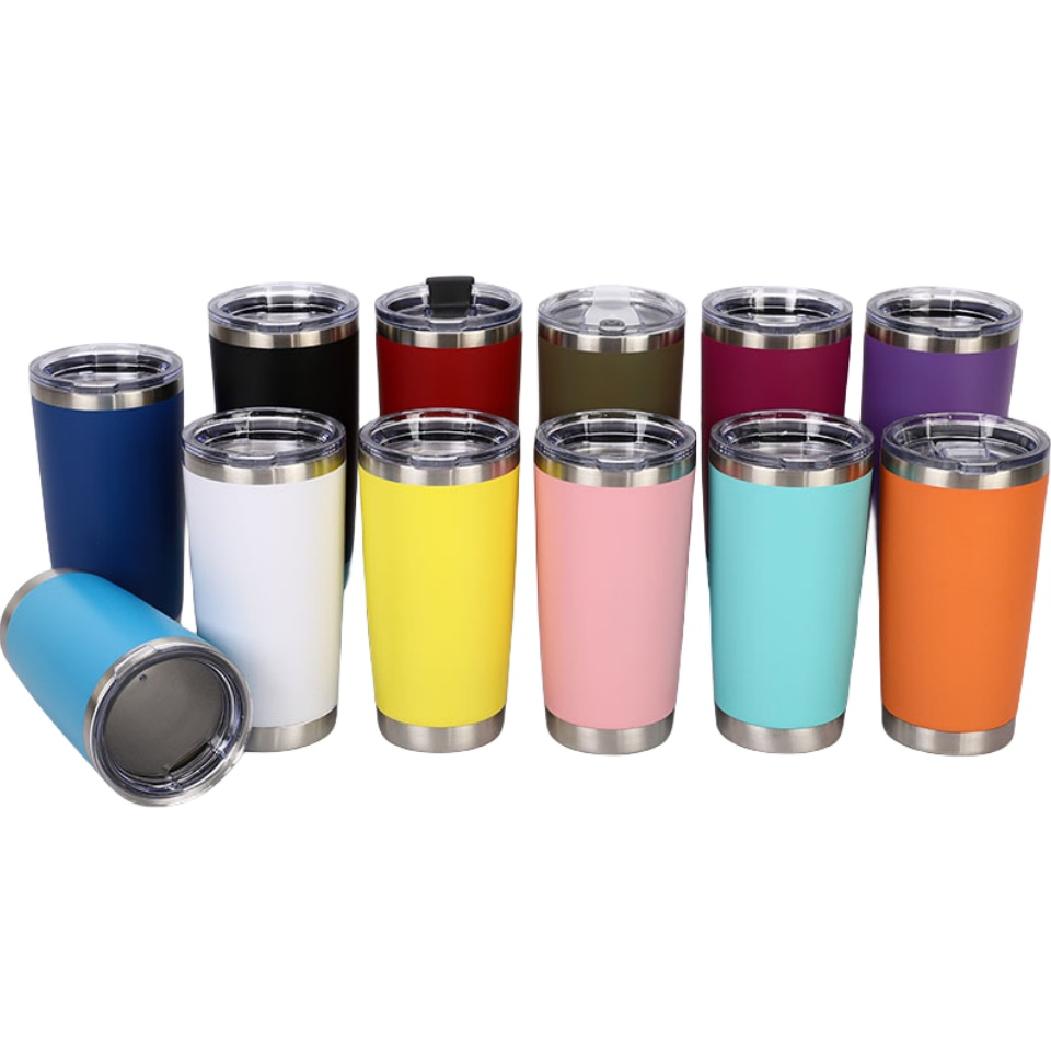 Powder Coated Car Mounted Travel Cup 304 Stainless Steel Vacuum Tumbler Stainless Steel Auto Cup Double Wall 20oz Auto Mug Sports Water Bottle with Lid