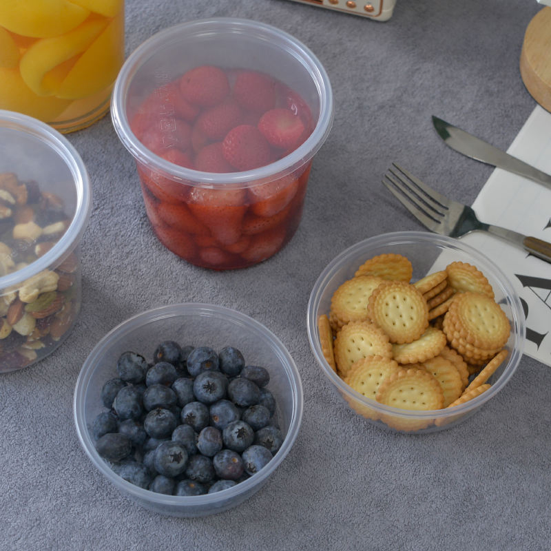 Soup Deli Container Leakproof Round Pet Plastic Disposable Food Storage Container with Lids Dessert Cup