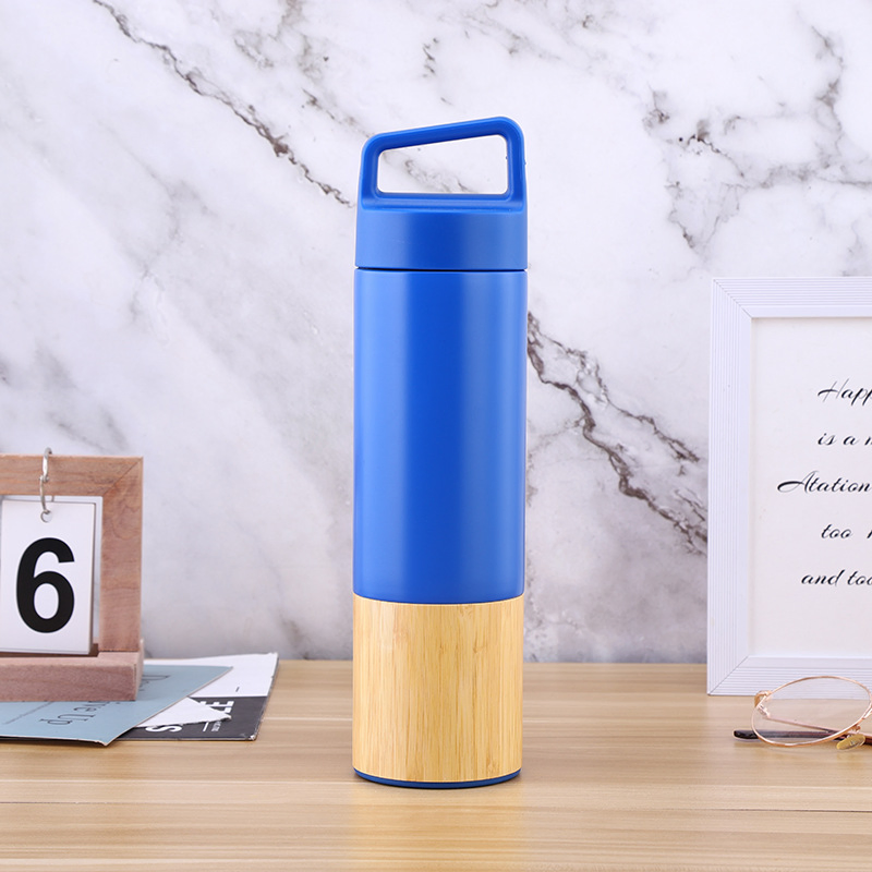Hot Sale Stainless Steel Wide Mouth Bamboo Coffee Travel Cup Mug Double Wall Insulated Vacuum Flask