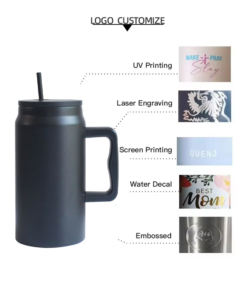 50 Oz Mug Tumbler with Handle and Straw Lid Reusable Insulated Stainless Steel Large Travel Jug Gifts for Him &amp; Her