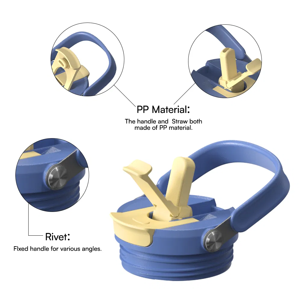 Insulated Coffee Cup Reusable Stainless Steel Travel Coffee Mug with Handle and Straw Lid