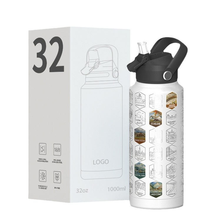 National Park 32 Oz Double-Wall Stainless Steel Vacuum Flask Wide-Mouth Thermos for Travel Sports