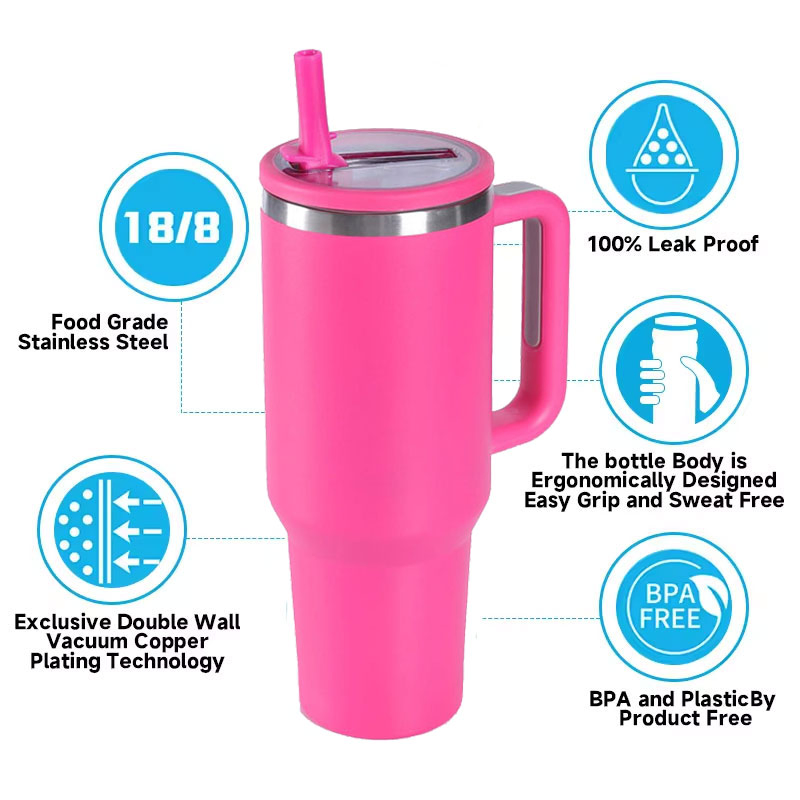 OEM 40oz Leak Resistant Sublimation Reusable Insulated Stainless Steel Tumbler