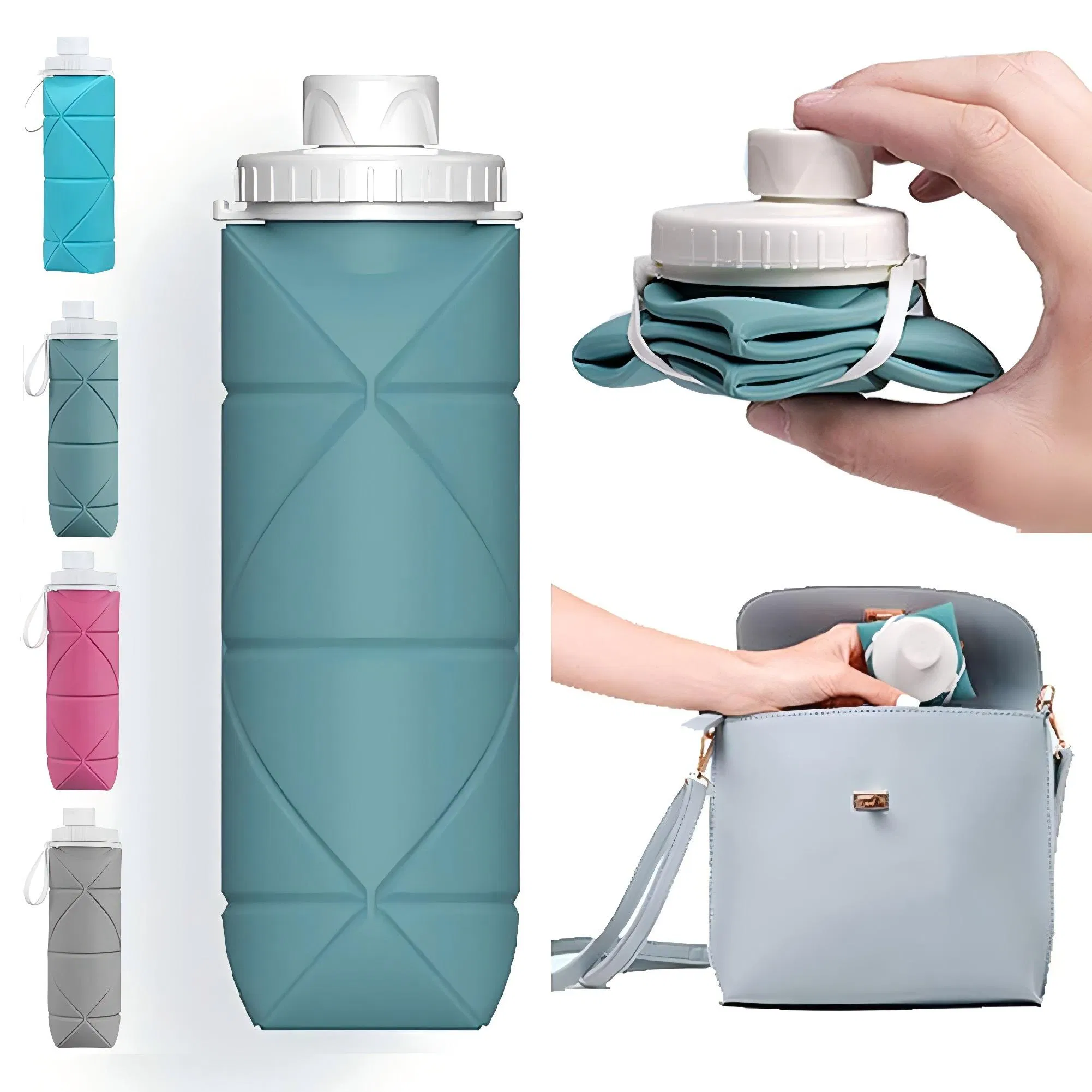 600ml Silicone Sports Drink Water Bottle Collapsible Foldable Drinking Water Bottle Silicone Travel Sports Water Bottle