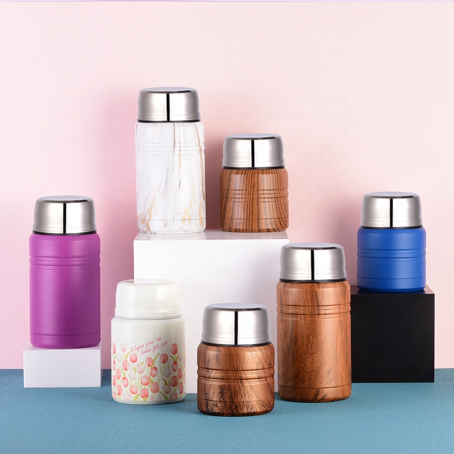 Eco Friendly Metal Wide Vacuum Storage Stainless Steel Thermos Food Graded Insulated Food Jar with Spoon