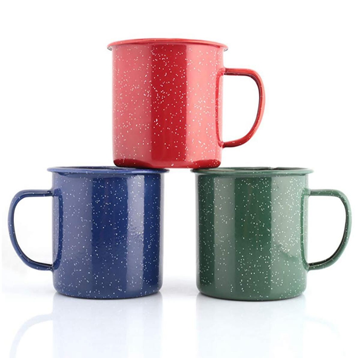 Enamel Camping Coffee Mug 12oz with Handle for Travel Kitchen Office