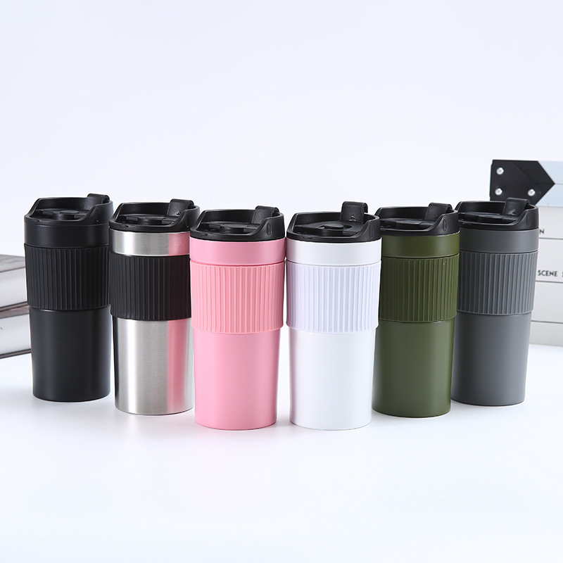 2in1 Travel Camp Single Serve French Press Coffee Maker Mug, Portable Tumbler Coffee Press Plunger Mug Tumbler for Ground Coffee