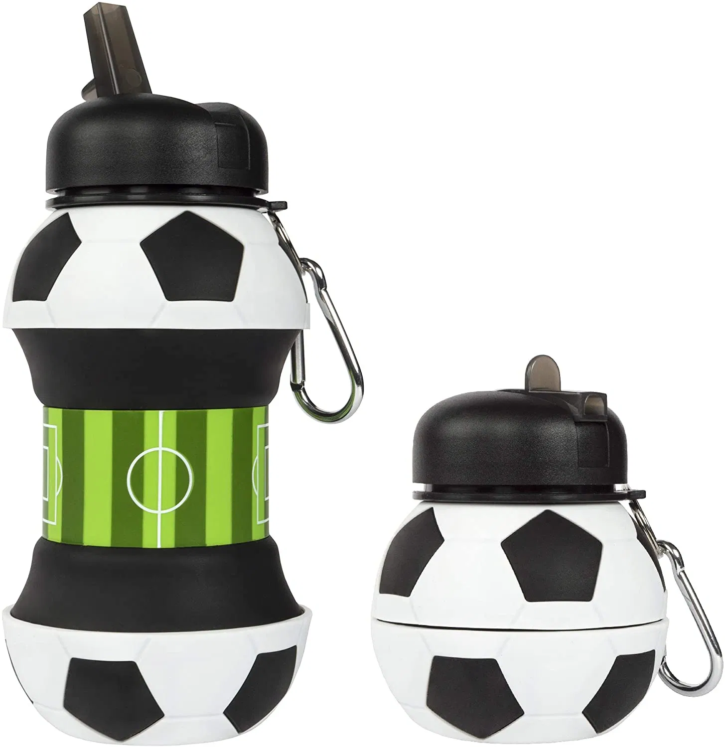 Promotion Football Soccer Shape Silicon Collapsible Water Bottle with Custom Logo Wholesale
