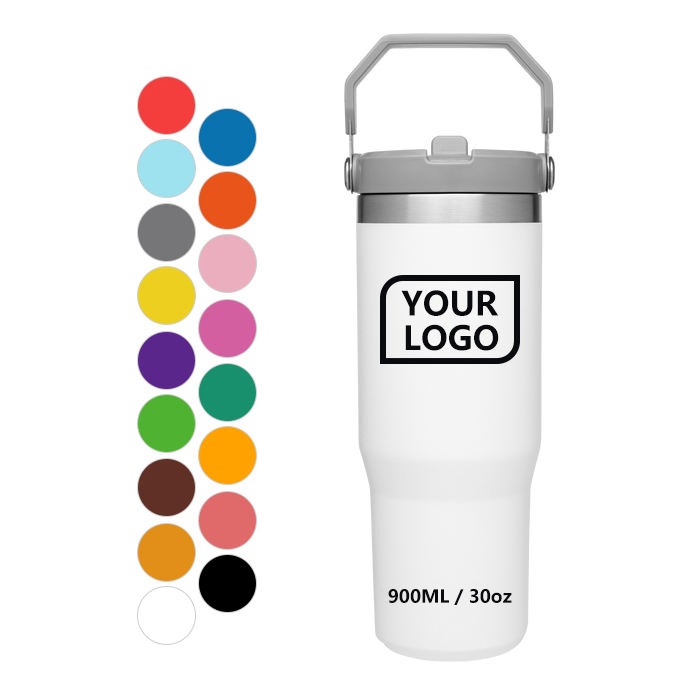 Custom Logo 30oz Travel Coffee Mug Stainless Steel Thermal Tumbler with Handle