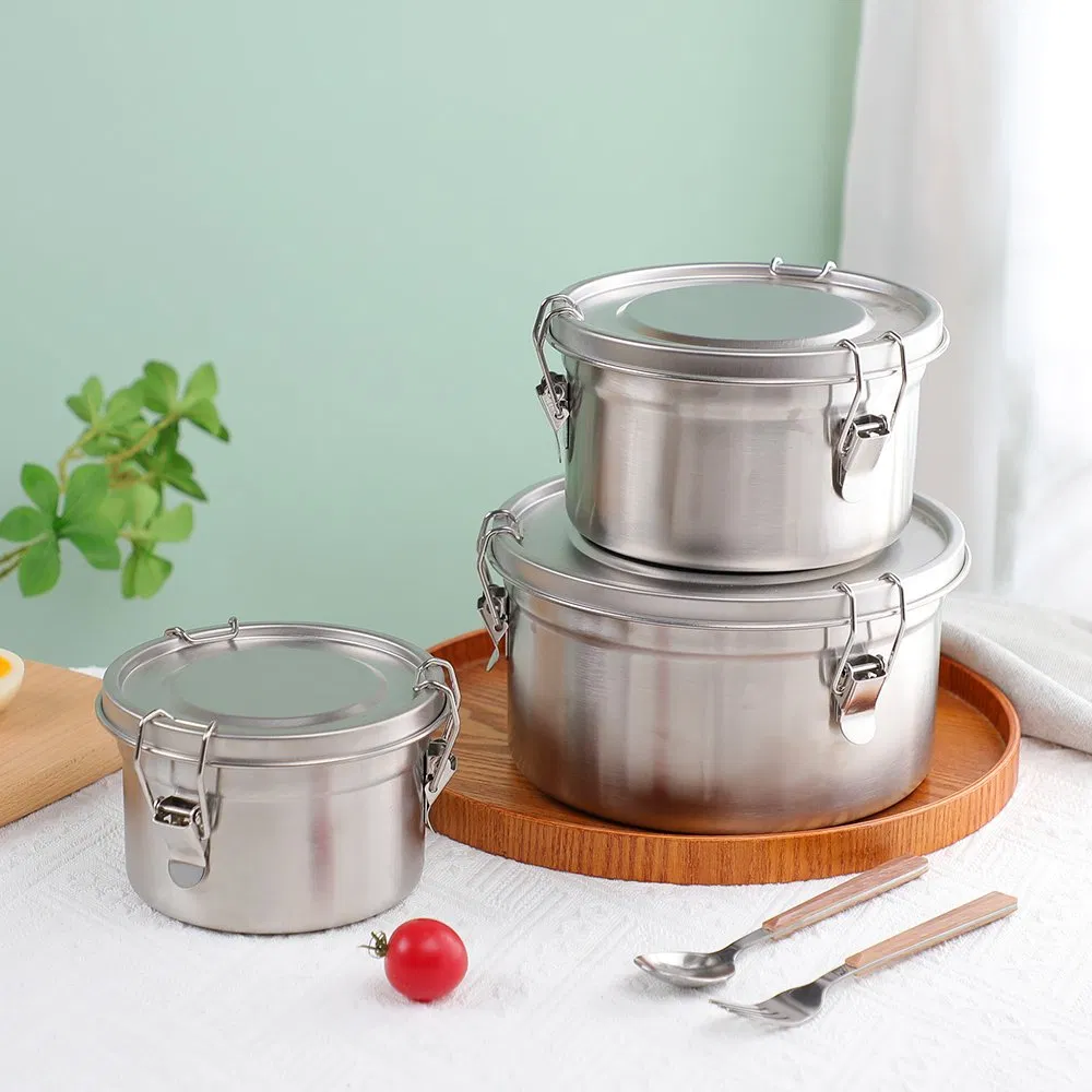 Wholesale 3PCS Set Leakproof Custom Picnic Stainless Steel 304 Round Shape Bento Food Container