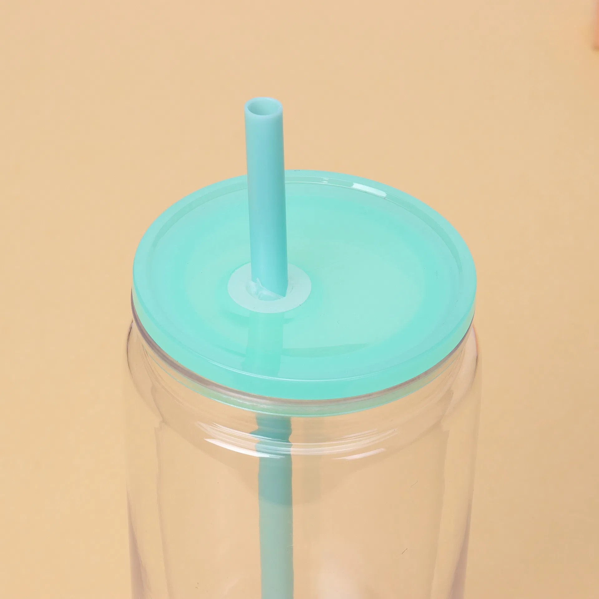 Pre-Drilled Tumblers Double Wall Snow Globe Coffee Cups with Colorful Lid and Straw 16oz Plastic Can Snow Globe Tumbler