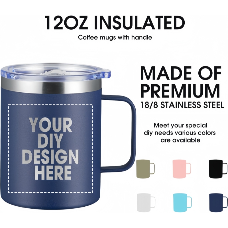 12oz Thermal Coffee Stainless Steel Travel Mug Tumbler with Handle